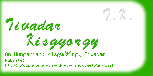 tivadar kisgyorgy business card